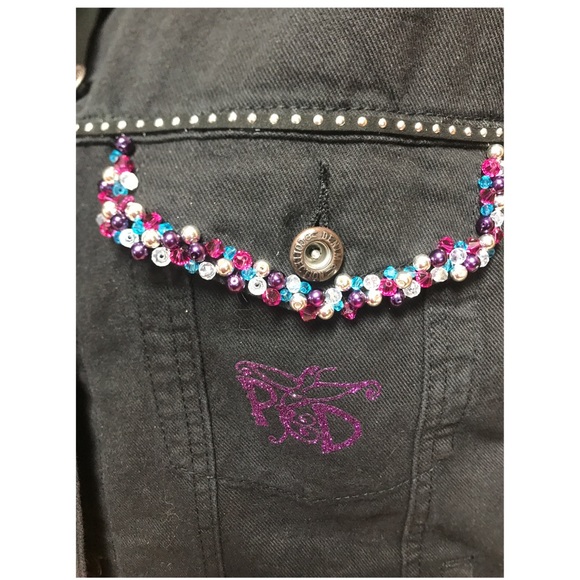 AristoCAT Oversized Black Distressed Denim Jacket - Picture 7 of 10